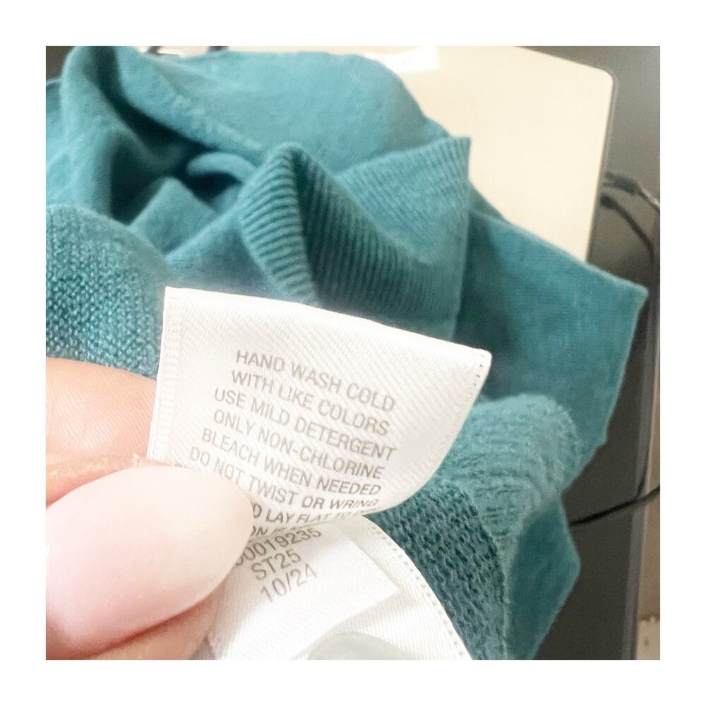 Garnet Hill Easy Linen Drape Front Cardigan Sweater Size Large Teal Blue - Picture 5 of 11